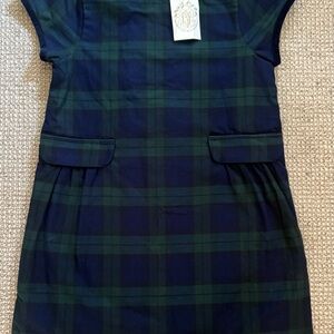 Monogram Plaid Dress - Navy and Forest Green
